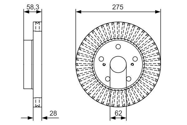 0986479A97 Bosch Front vented brake disc