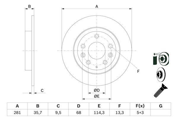 0986479E55 Bosch Tarcza hamulcowa
