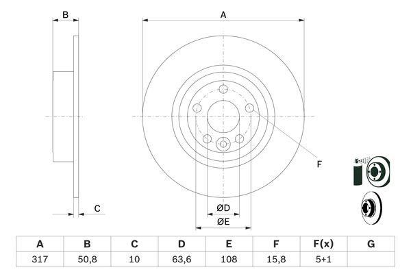 0986479E58 Bosch Bremsscheibe