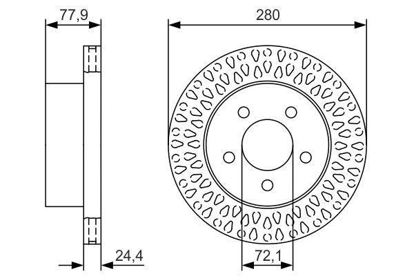 Tarcza Jeep Cherokee: 0986479U00 Bosch Wentylowana przednia tarcza hamulcowa