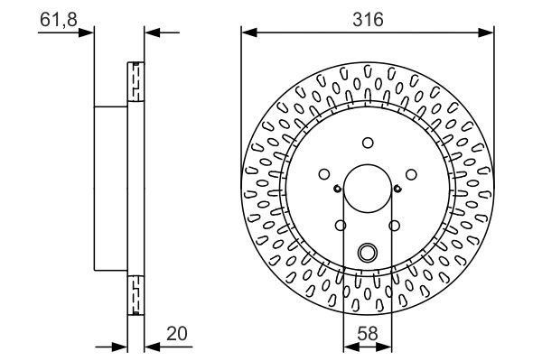 0986479V05 Bosch Rear vented brake disc