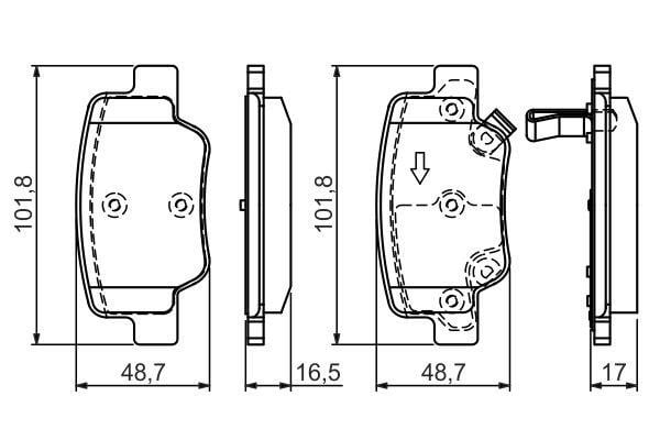 Brake pad kit Toyota Verso: 0986494404 Bosch Brake pad set