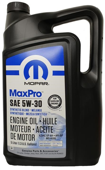 Chrysler/Mopar 68518205AA Engine oil Chrysler/Mopar MaxPro 5W-30, 5L 68518205AA: Buy near me in Poland at 2407.PL - Good price!