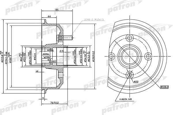 Patron PDR1529 Rear brake drum PDR1529: Buy near me in Poland at 2407.PL - Good price!