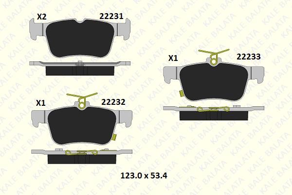 Kale Balata 22231 159 05 Rear disc brake pads, set 2223115905: Buy near me in Poland at 2407.PL - Good price!