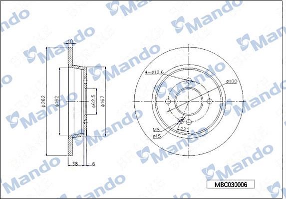 Mando MBC030006 Bremsscheibe hinten, unbelüftet MBC030006: Kaufen Sie zu einem guten Preis in Polen bei 2407.PL!