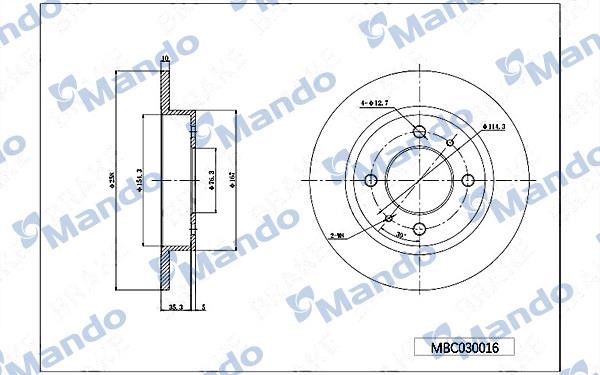 Mando MBC030016 Bremsscheibe hinten, unbelüftet MBC030016: Bestellen Sie in Polen zu einem guten Preis bei 2407.PL!