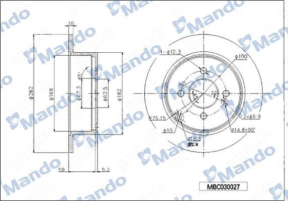 Mando MBC030027 Bremsscheibe hinten, unbelüftet MBC030027: Kaufen Sie zu einem guten Preis in Polen bei 2407.PL!