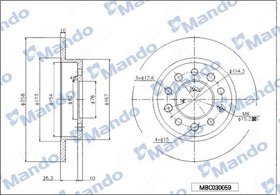 Mando MBC030059 Bremsscheibe hinten, unbelüftet MBC030059: Kaufen Sie zu einem guten Preis in Polen bei 2407.PL!