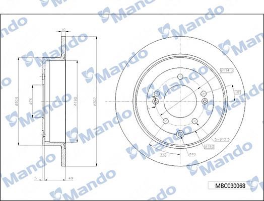 Mando MBC030068 Rear brake disc, non-ventilated MBC030068: Buy near me in Poland at 2407.PL - Good price!