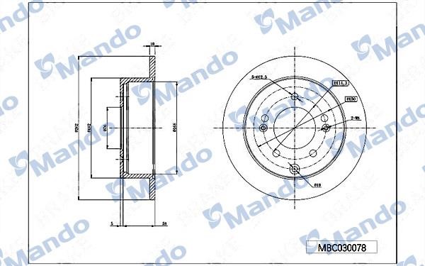 Mando MBC030078 Bremsscheibe hinten, unbelüftet MBC030078: Kaufen Sie zu einem guten Preis in Polen bei 2407.PL!