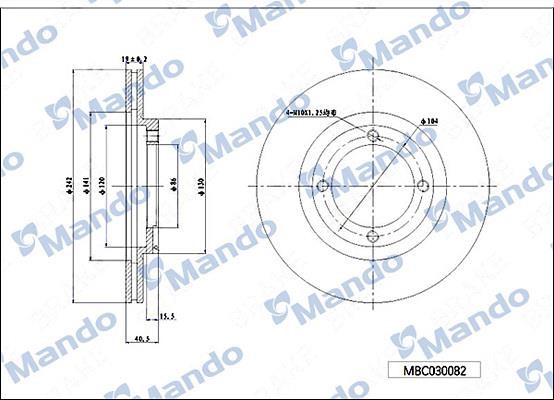 Mando MBC030082 Тормозной диск передний вентилируемый MBC030082: Отличная цена - Купить в Польше на 2407.PL!