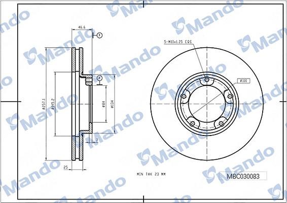 Mando MBC030083 Front brake disc ventilated MBC030083: Buy near me in Poland at 2407.PL - Good price!