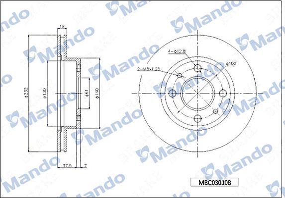 Mando MBC030108 Front brake disc ventilated MBC030108: Buy near me in Poland at 2407.PL - Good price!