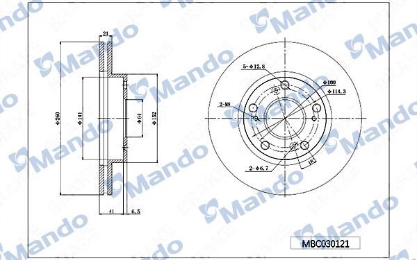 Mando MBC030121 Тормозной диск передний вентилируемый MBC030121: Отличная цена - Купить в Польше на 2407.PL!