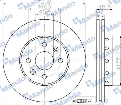 Mando MBC030122 Front brake disc ventilated MBC030122: Buy near me in Poland at 2407.PL - Good price!