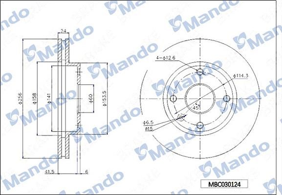 Mando MBC030124 Front brake disc ventilated MBC030124: Buy near me in Poland at 2407.PL - Good price!