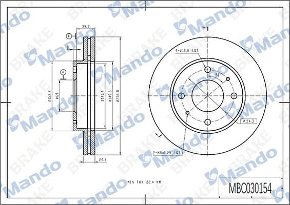 Mando MBC030154 Front brake disc ventilated MBC030154: Buy near me in Poland at 2407.PL - Good price!