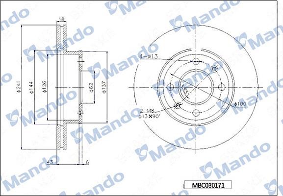 Mando MBC030171 Front brake disc ventilated MBC030171: Buy near me in Poland at 2407.PL - Good price!