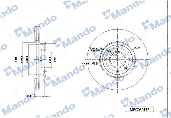 Mando MBC030172 Тормозной диск передний вентилируемый MBC030172: Отличная цена - Купить в Польше на 2407.PL!