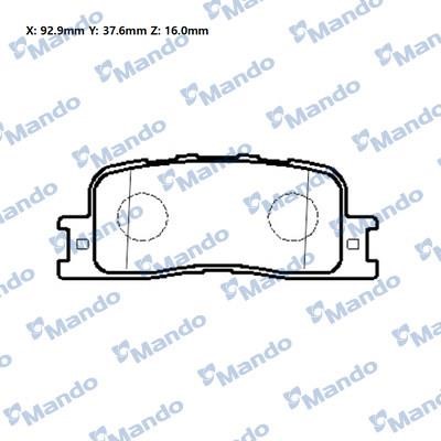 Mando MBF010315E Rear disc brake pads, set MBF010315E: Buy near me in Poland at 2407.PL - Good price!