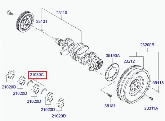 Hyundai/Kia 21020 2E010 Crankshaft Bearing Set 210202E010: Buy near me in Poland at 2407.PL - Good price!