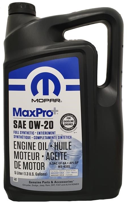 Chrysler/Mopar 68524013AA Engine oil Chrysler/Mopar MaxPro+ 0W-20, 5L 68524013AA: Buy near me in Poland at 2407.PL - Good price!