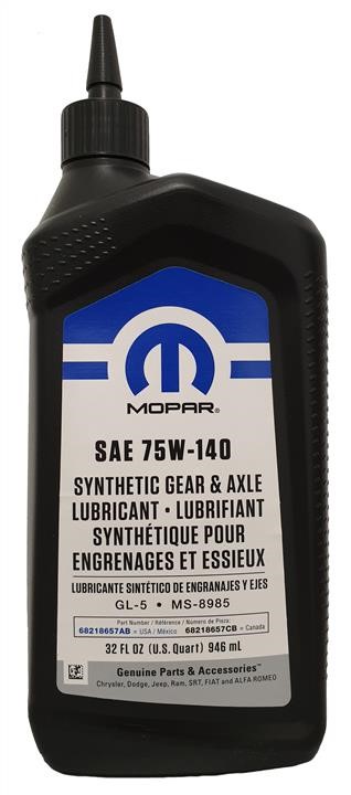 Chrysler/Mopar 68218657AB Transmission oil Mopar Synthetic Gear Axle Lubricant 75W-140 0,946 l (68218657AA) 68218657AB: Buy near me in Poland at 2407.PL - Good price!