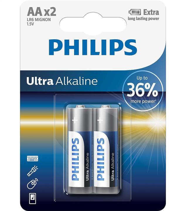 Philips LR6E2B/10 Bateria Ultra Alkaline AA, 1,5V LR6E2B10: Dobra cena w Polsce na 2407.PL - Kup Teraz!