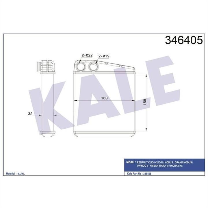 Kale Oto Radiator 346405 Радіатор опалювача салону 346405: Приваблива ціна - Купити у Польщі на 2407.PL!