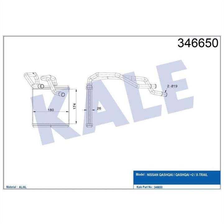 Kale Oto Radiator 346650 Heat exchanger, interior heating 346650: Buy near me in Poland at 2407.PL - Good price!