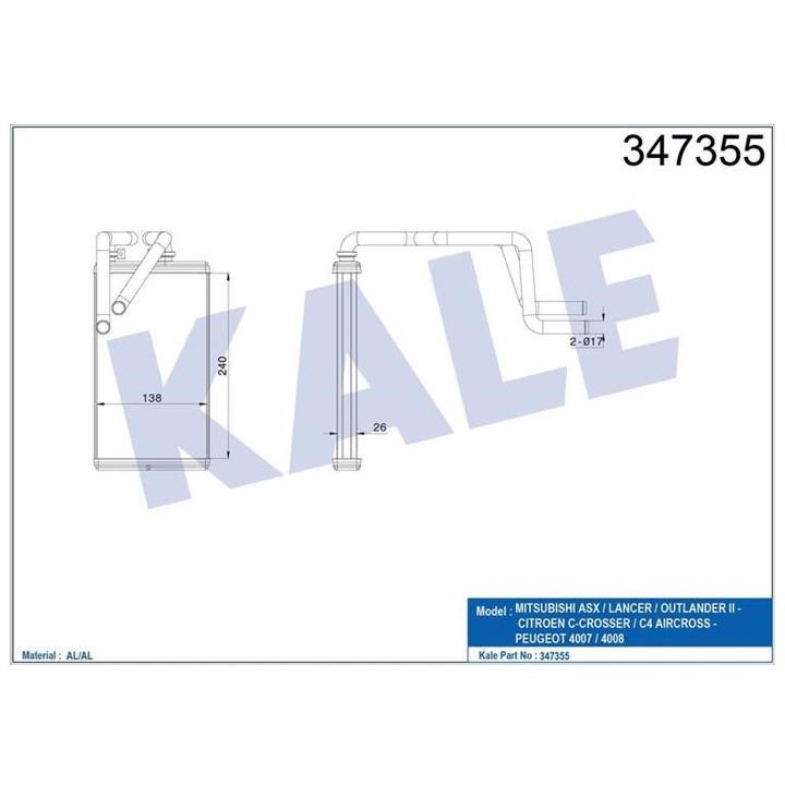 Kale Oto Radiator 347355 Heat exchanger, interior heating 347355: Buy near me in Poland at 2407.PL - Good price!