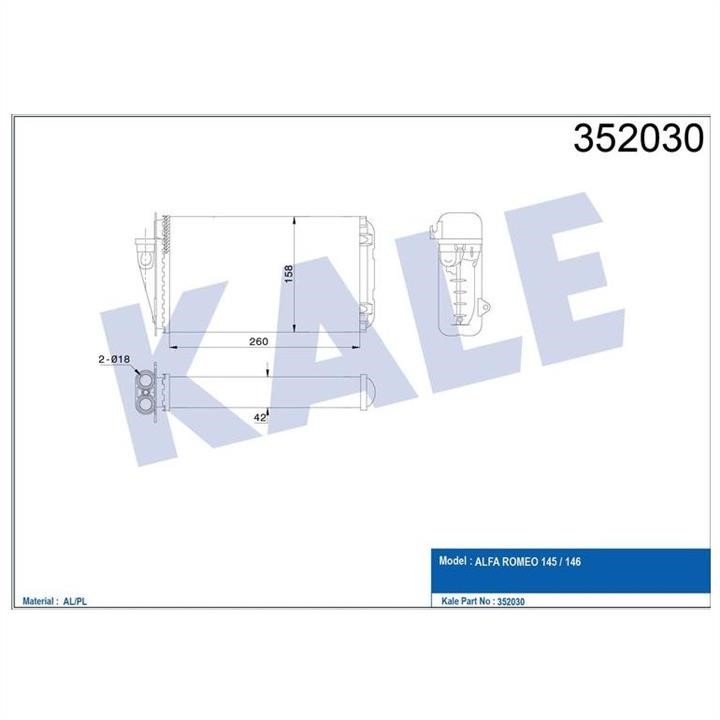 Kale Oto Radiator 352030 Heat exchanger, interior heating 352030: Buy near me in Poland at 2407.PL - Good price!