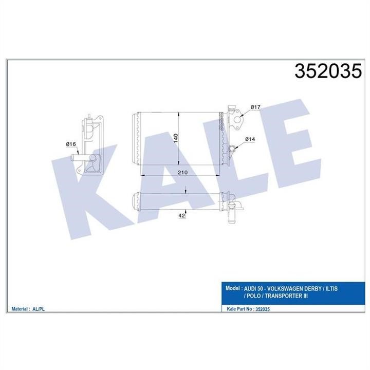 Kale Oto Radiator 352035 Heat exchanger, interior heating 352035: Buy near me in Poland at 2407.PL - Good price!