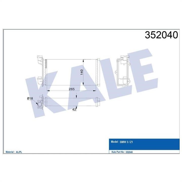 Kale Oto Radiator 352040 Heat exchanger, interior heating 352040: Buy near me in Poland at 2407.PL - Good price!