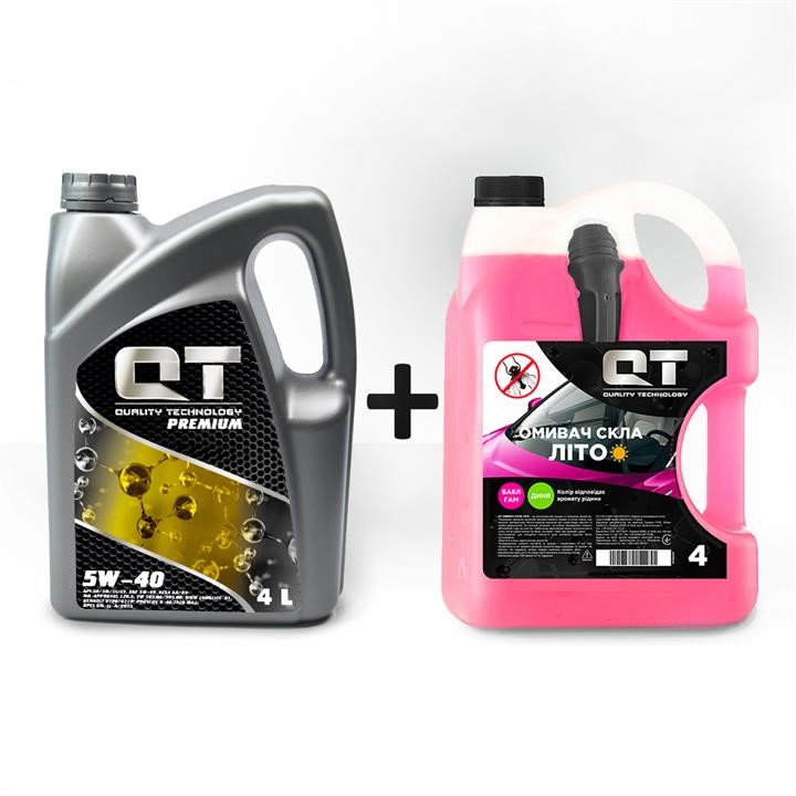 QT-oil QT140540SCR Моторное масло QT-Oil Premium 5W-40 SN/CF, 4л + Омыватель с ароматом Bubble gum, 4л QT140540SCR: Отличная цена - Купить в Польше на 2407.PL!