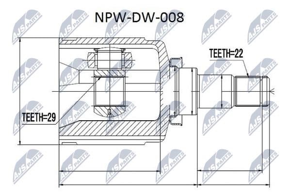 NTY NPW-DW-008 Constant Velocity Joint (CV joint), internal NPWDW008: Buy near me in Poland at 2407.PL - Good price!