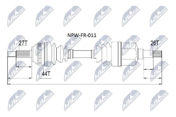 NTY NPW-FR-011 Drive shaft left NPWFR011: Buy near me in Poland at 2407.PL - Good price!