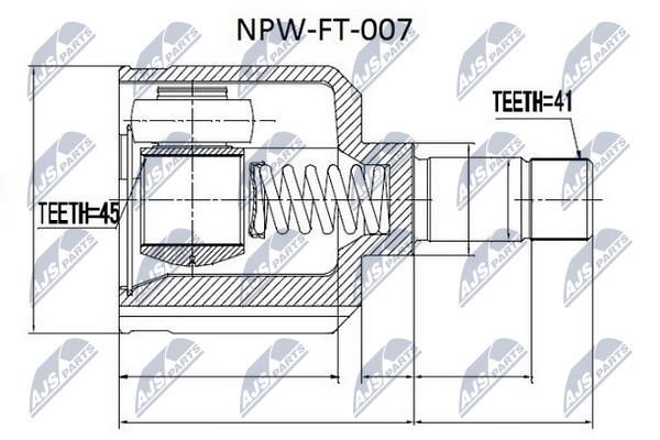 NTY NPW-FT-007 Шарнір рівних кутових швидкостей (ШРУС), внутрішній NPWFT007: Приваблива ціна - Купити у Польщі на 2407.PL!