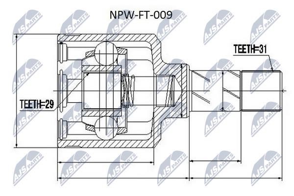 NTY NPW-FT-009 Constant Velocity Joint (CV joint), internal NPWFT009: Buy near me in Poland at 2407.PL - Good price!