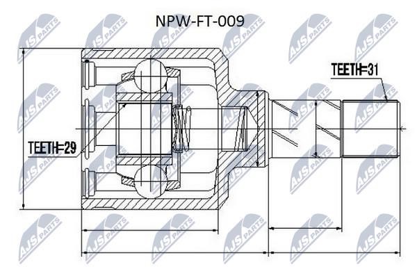 NTY NPW-FT-009 Шарнір рівних кутових швидкостей (ШРУС), внутрішній NPWFT009: Приваблива ціна - Купити у Польщі на 2407.PL!