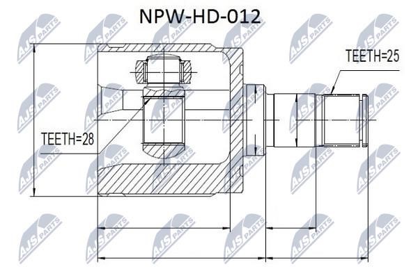 NTY NPW-HD-012 Constant Velocity Joint (CV joint), internal NPWHD012: Buy near me in Poland at 2407.PL - Good price!