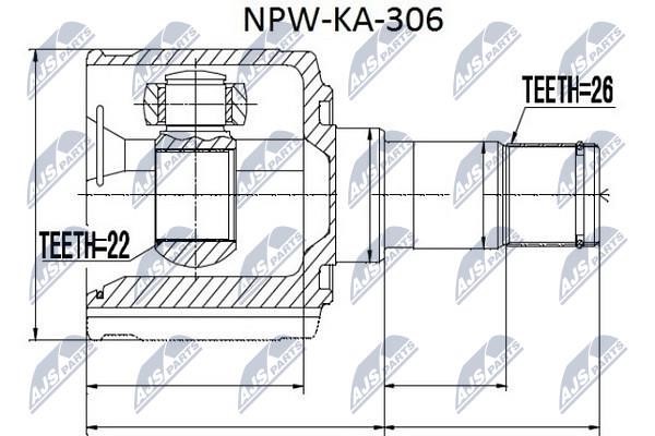 NTY NPW-KA-306 Constant Velocity Joint (CV joint), internal NPWKA306: Buy near me in Poland at 2407.PL - Good price!