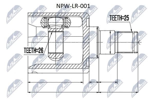 NTY NPW-LR-001 Konstantgeschwindigkeitsgelenk (Gleichlaufgelenk), intern NPWLR001: Bestellen Sie in Polen zu einem guten Preis bei 2407.PL!