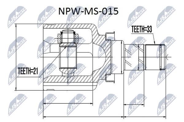 NTY NPW-MS-015 Constant Velocity Joint (CV joint), internal NPWMS015: Buy near me in Poland at 2407.PL - Good price!