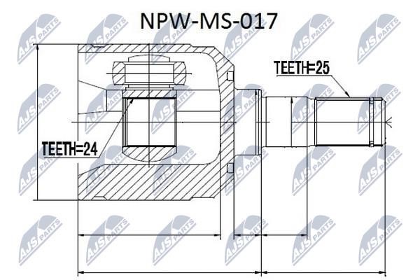 NTY NPW-MS-017 Przegub o stałej prędkości (przegub CV), wewnętrzny NPWMS017: Dobra cena w Polsce na 2407.PL - Kup Teraz!