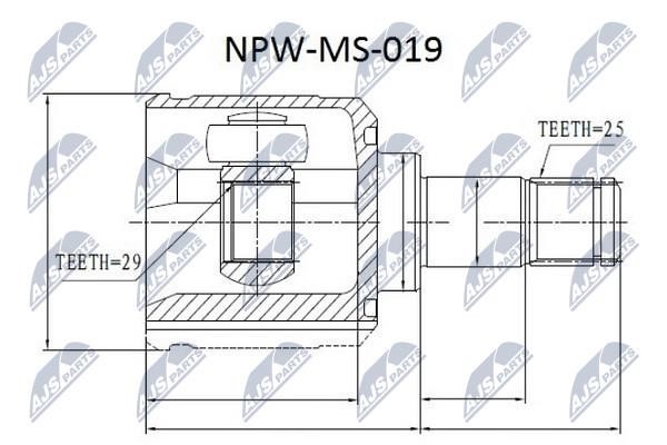 NTY NPW-MS-019 Przegub równobieżny (przegub równobieżny) wewnętrzny prawy, komplet NPWMS019: Dobra cena w Polsce na 2407.PL - Kup Teraz!