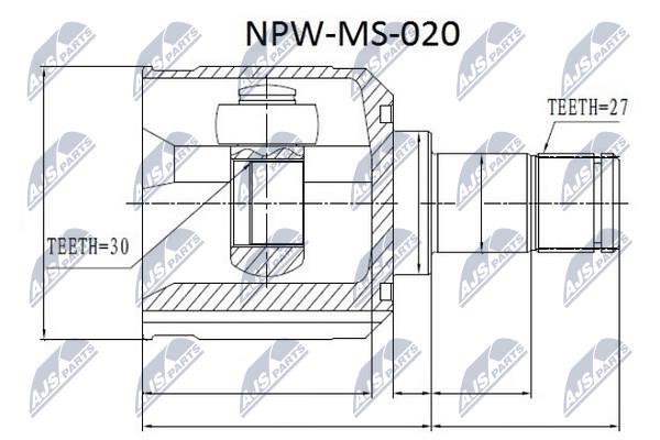 NTY NPW-MS-020 Przegub o stałej prędkości (przegub CV), wewnętrzny NPWMS020: Atrakcyjna cena w Polsce na 2407.PL - Zamów teraz!