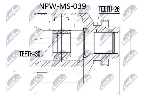 NTY NPW-MS-039 Constant Velocity Joint (CV joint), internal NPWMS039: Buy near me in Poland at 2407.PL - Good price!