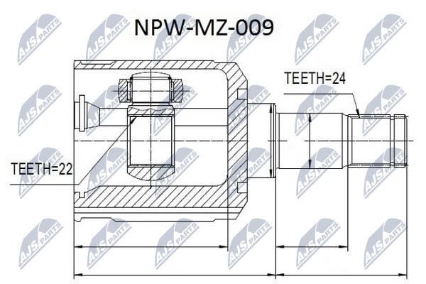 NTY NPW-MZ-009 Constant Velocity Joint (CV joint), internal NPWMZ009: Buy near me in Poland at 2407.PL - Good price!